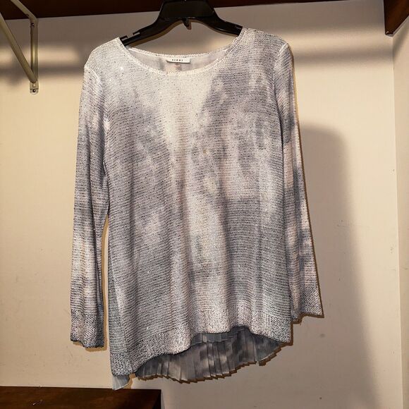 Sioni Women's Knit Sweater Tunic Blue Gray White Ombré Women’s Size Large - Picture 1 of 9